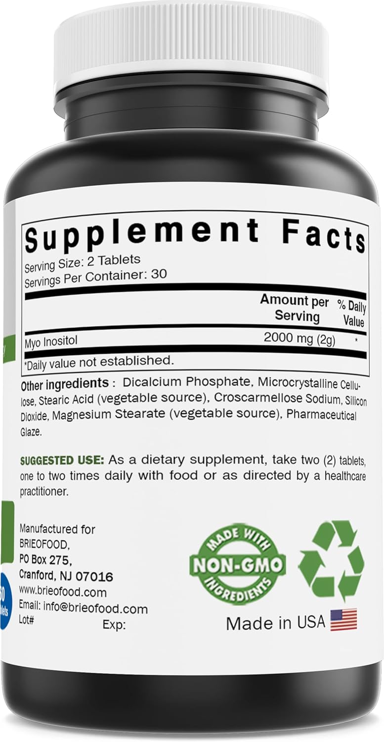 Brieofood Myo Inositol 2000mg 60 tablets lab tested