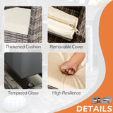 Seogwisam Juego de muebles de patio de 4 piezas, juegos de conversación de mimbre para exteriores, sofá seccional de ratán con mesa de café, cojines de asiento para patio trasero, porche, jardín,
