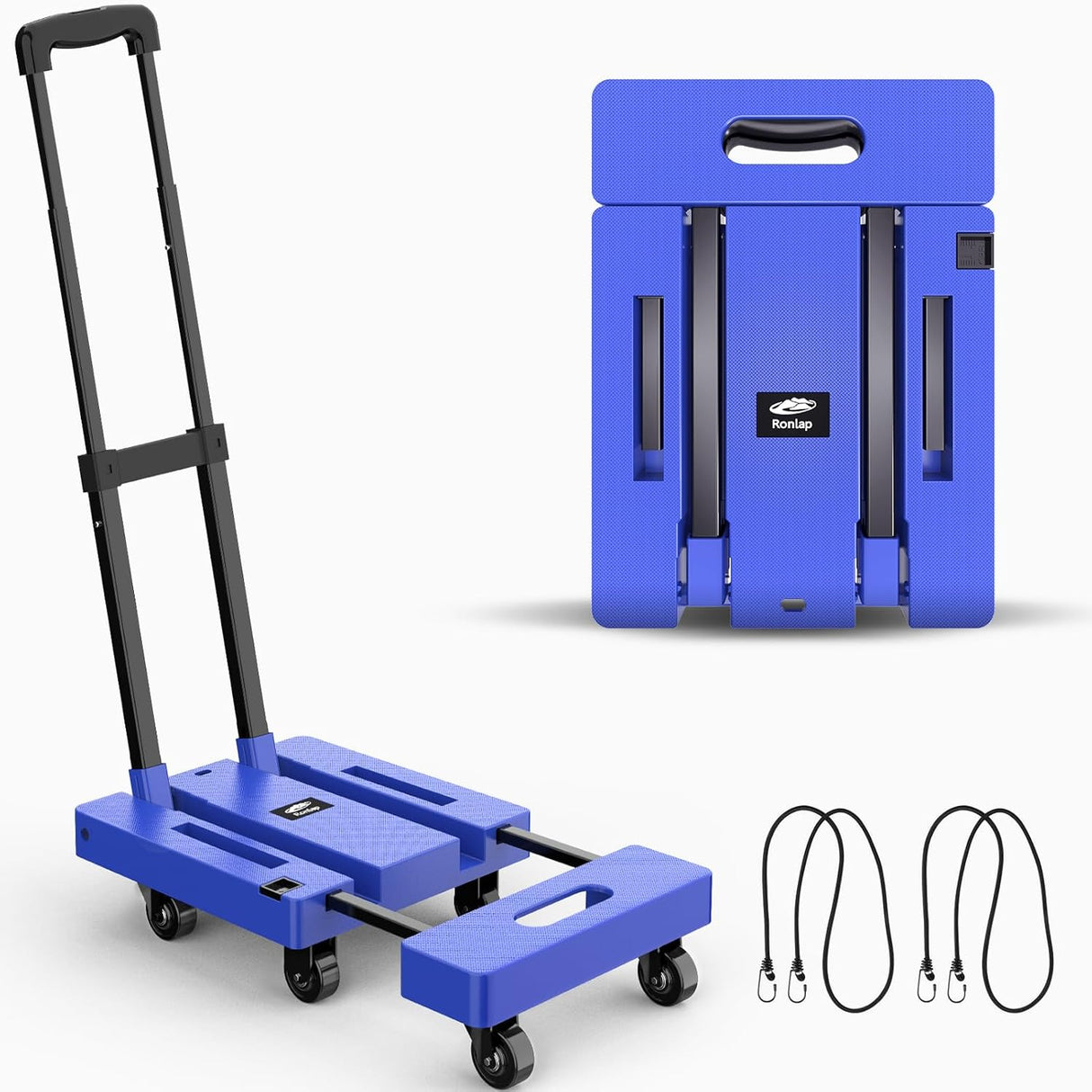 Carro Plegable Ronlap, Carga 500lbs, 6 Ruedas, 2 Cuerdas