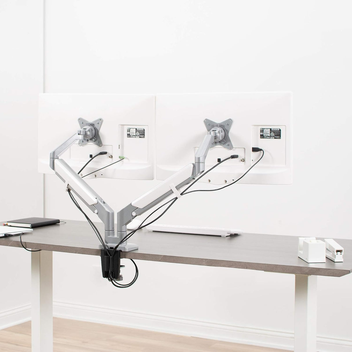 Soporte Doble para Monitores VIVO, Brazo Neumático STAND-V200A