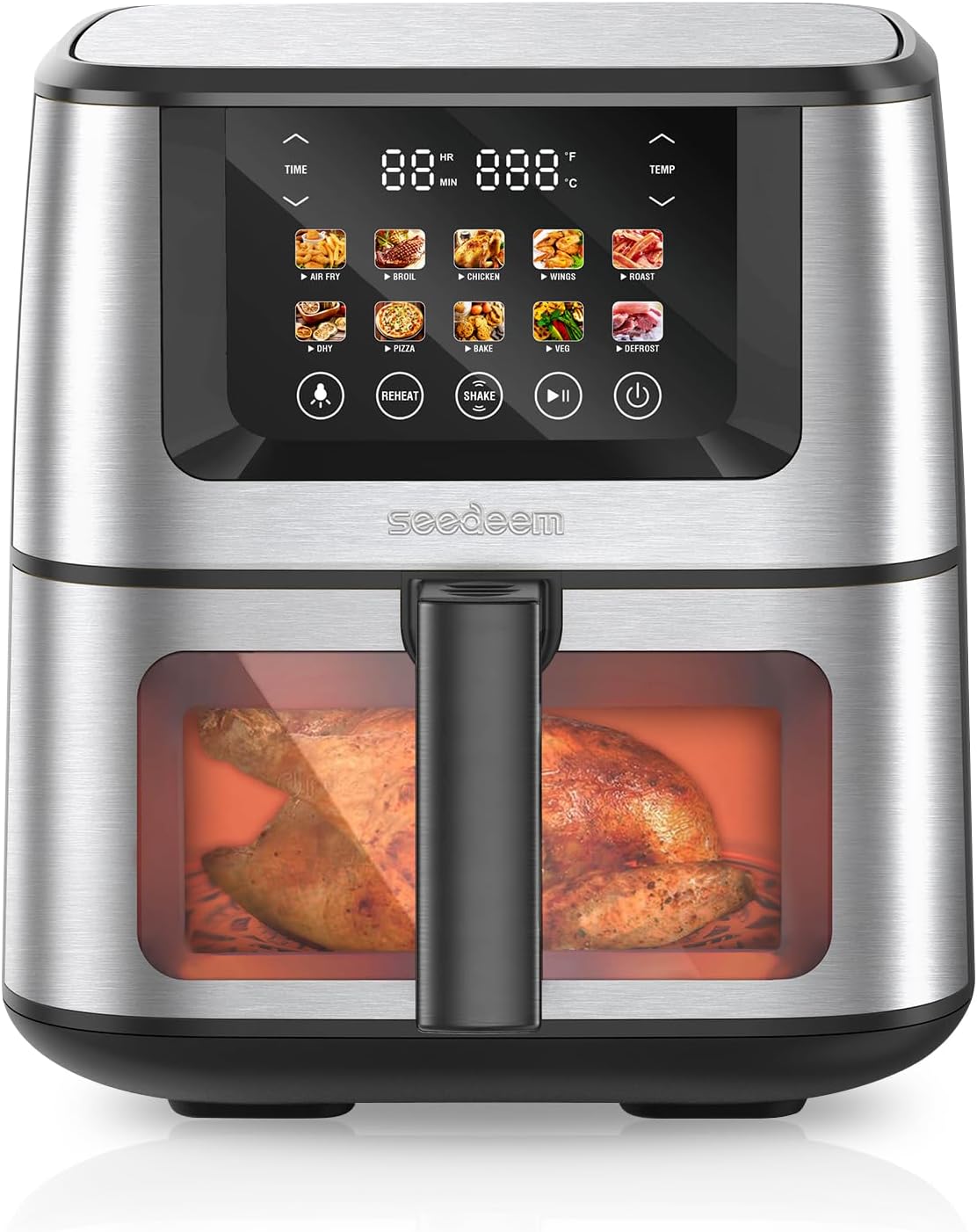 Freidora de aire SEEDEEM Max XL 10 en 1, 8 Qt, pantalla táctil
