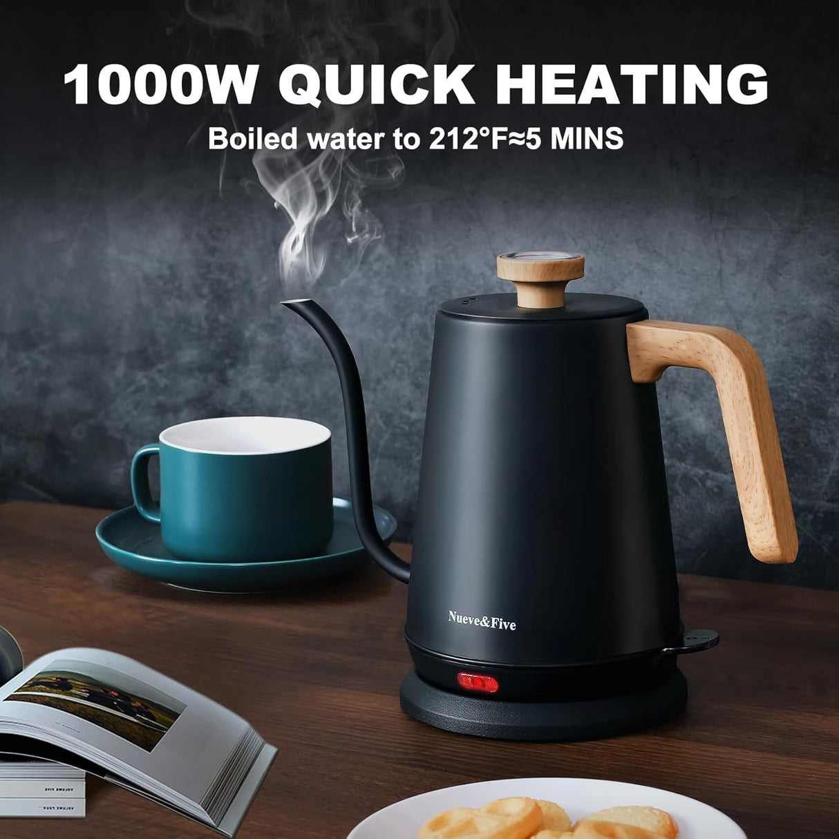 Kettle Eléctrico Nueve&amp;Five 1L, Acero Inoxidable, 1000W