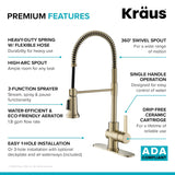 Grifo de cocina con cabezal rociador KPF-1690BG Kraus