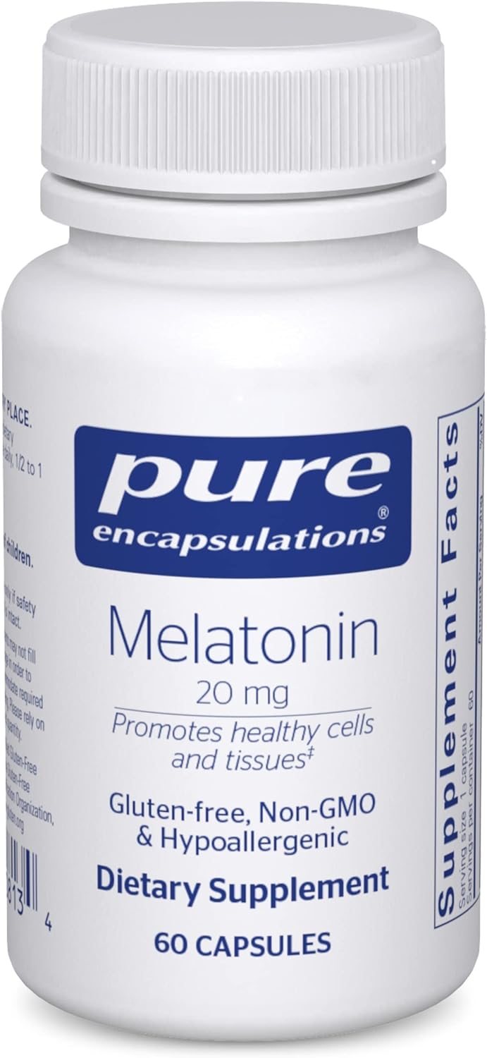 Melatonina Pure Encapsulations 20 mg, 99.5%, 60 Cápsulas