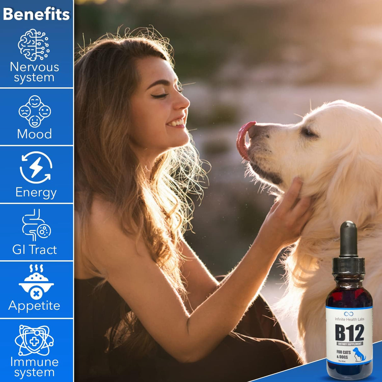 Vitaminas B-12 líquida para perros aumenta la energía
