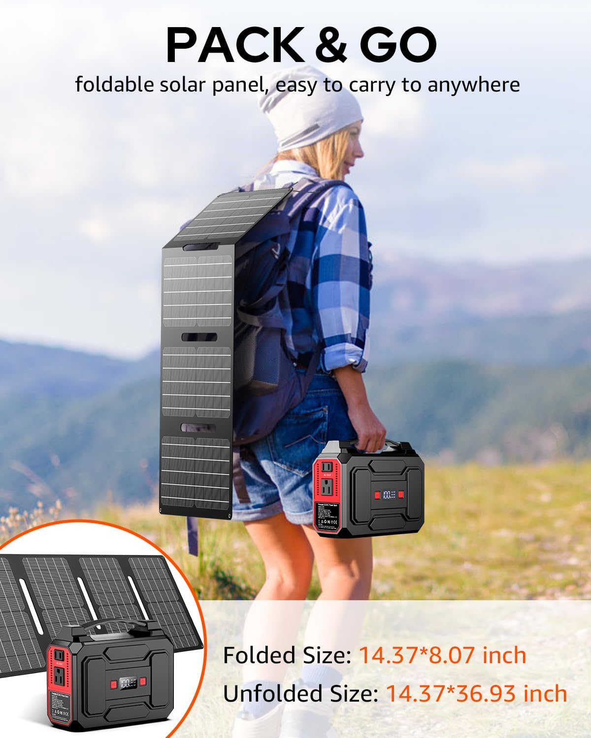 Generador Solar Portátil 200W, Estación de Energía 146Wh