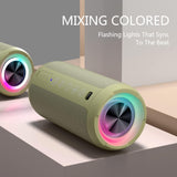 Parlante Bluetooth 5.3 inalámbrico IPX7, sonido estéreo 24W, RGB