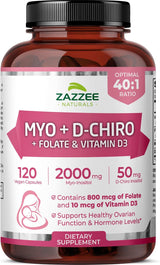 Zazzee Inositol + D-Chiro + Folate + D3 Vegan 30 días