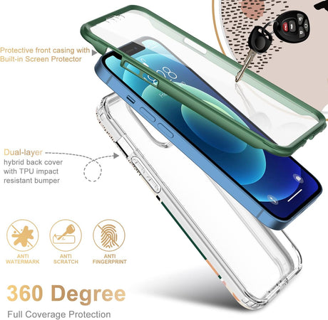 ESDOT Funda para iPhone 12, iPhone 12 Pro con protector de pantalla integrado, funda resistente con diseños de moda para mujeres y niñas, funda protectora para iPhone 12/12 Pro de 6.1 pulgadas, patrones coloridos