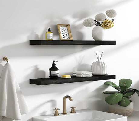 Estanterías flotantes de madera PHPH, 24 pulgadas, set de 6