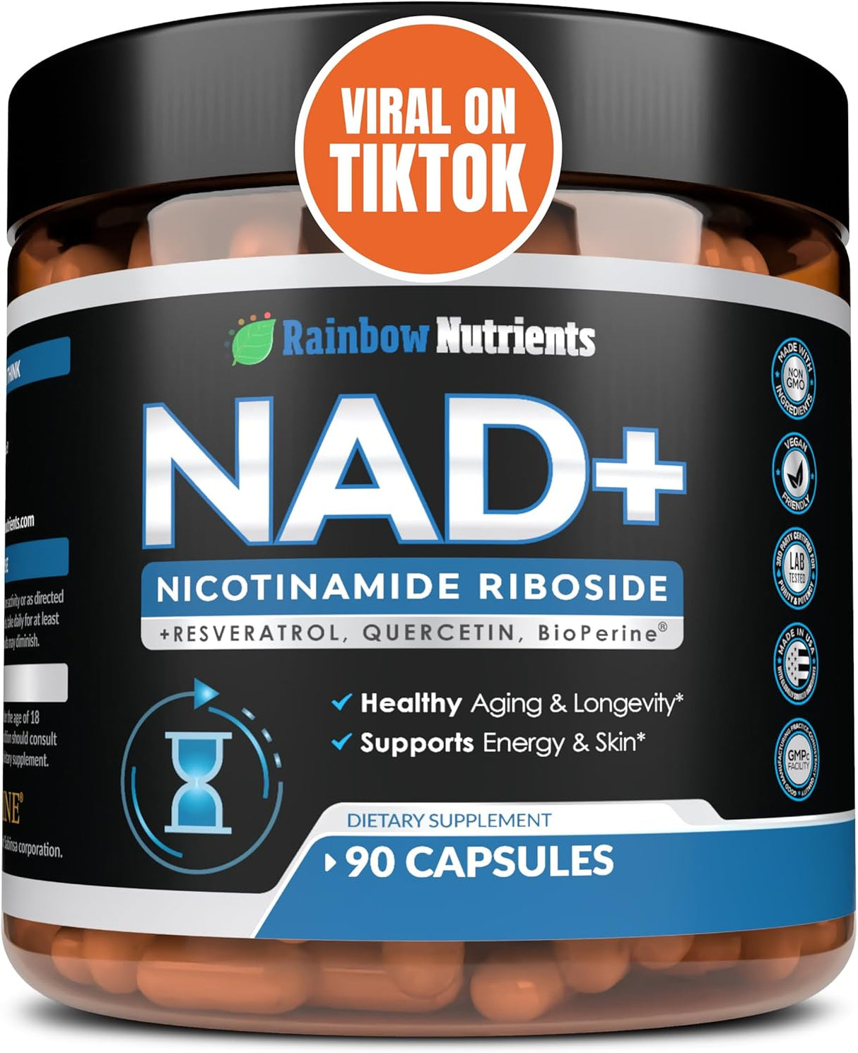 Suplemento de NAD+, 90 cápsulas, alta absorción, anti-envejecimiento