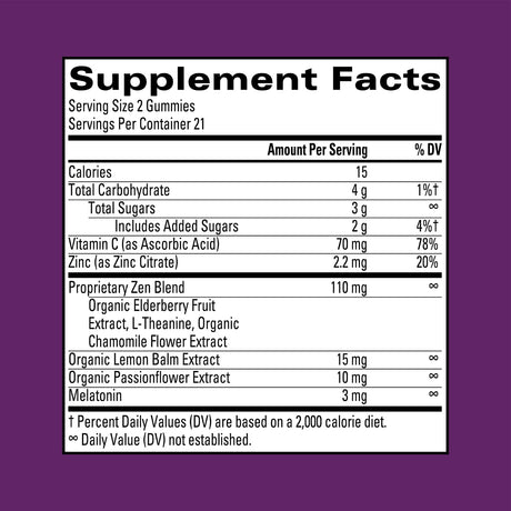 Fortify Zen Sleep Aid + Immune Support - 42 gomitas veganas