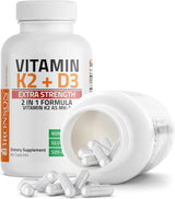 Suplemento K2 (MK7) D3 Bronson, 10,000 IU, 120 mcg, 60 Caps