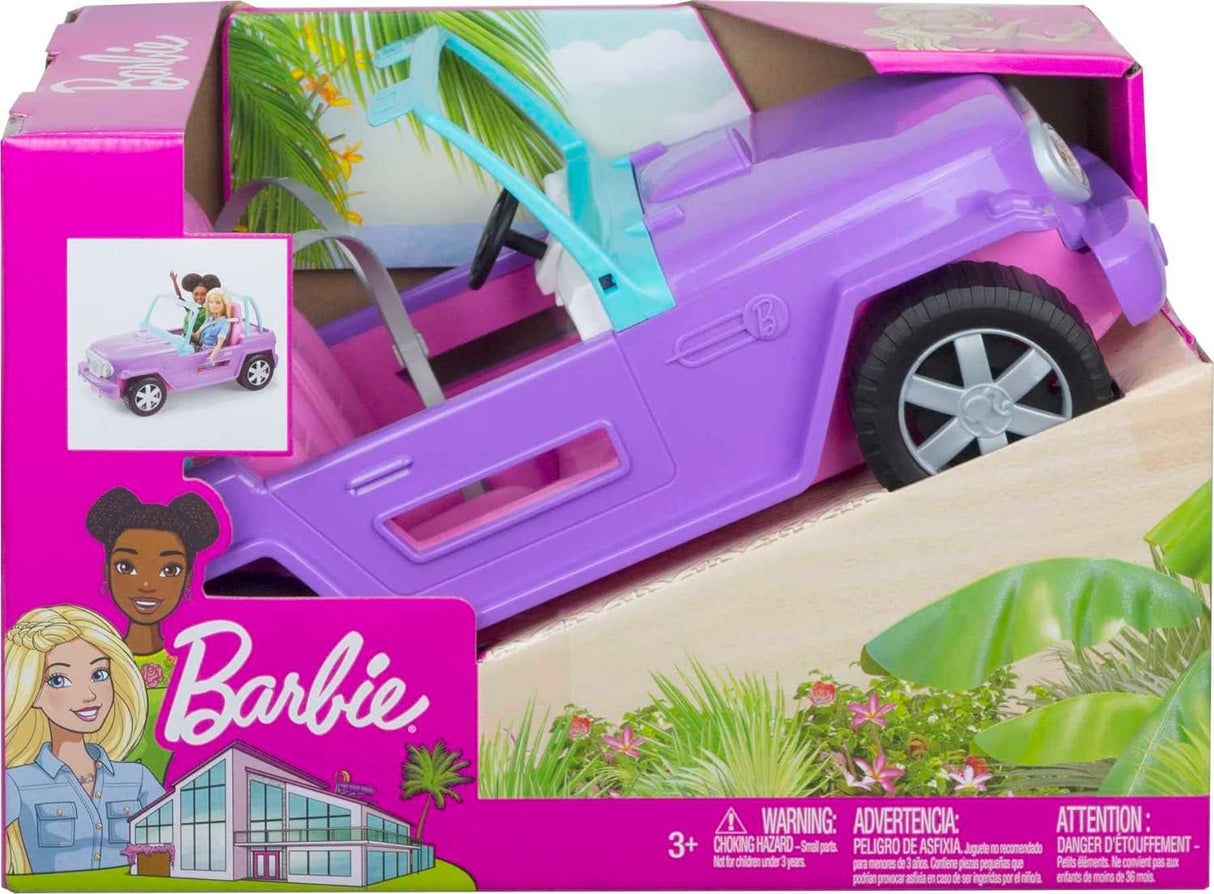 Barbie Vehículo Todo Terreno, Asientos Rosados, Ruedas Giratorias