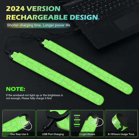 Brazaletes LED Recargables para Correr 2024 Ajustables