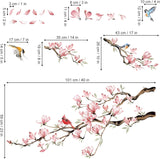 Decalmile Vinilos de Pared Flores Magnolia y Pájaros