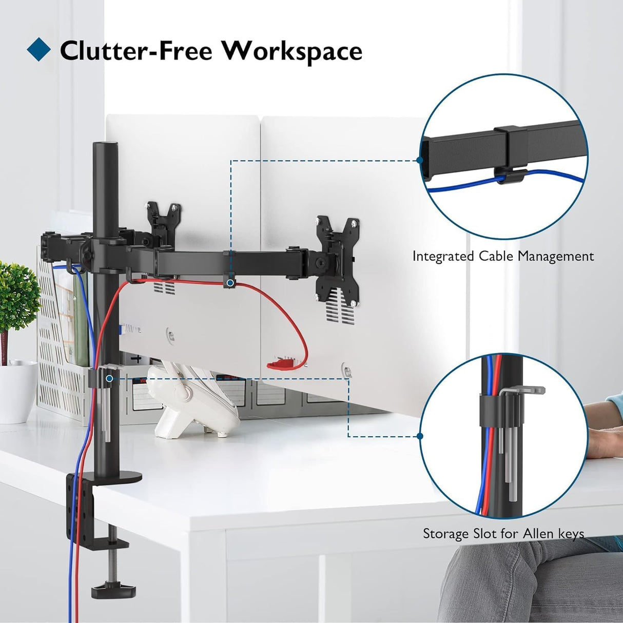Soporte Doble para Monitores BONTEC, Ergonomico, 13-27 Pulgadas
