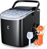 Máquina de Hielo Portátil, 9 Cubos en 6 Min, 26 lbs/día, Auto-Limpieza