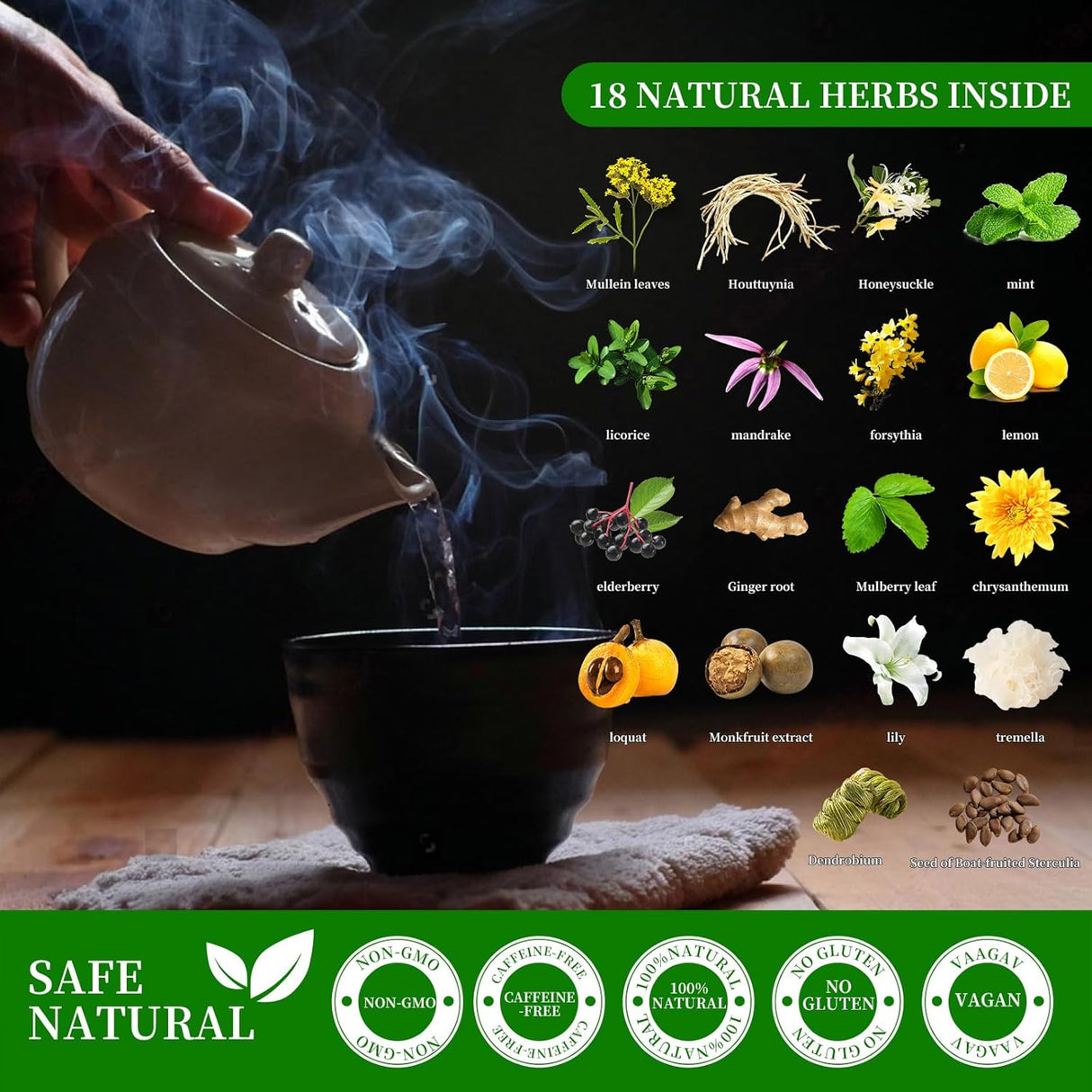 Té Detox de Pulmones Gerduck - 30 Bolsitas, Sin Cafeína
