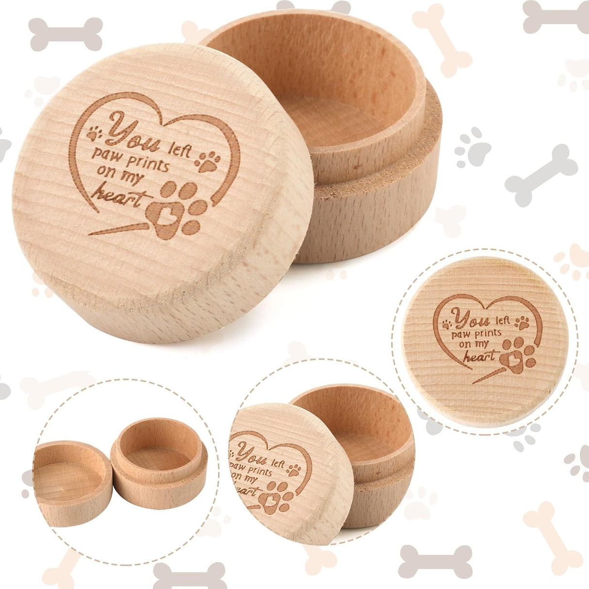 Caja de Recuerdos para Mascotas, Memoria de Madera, Corazón