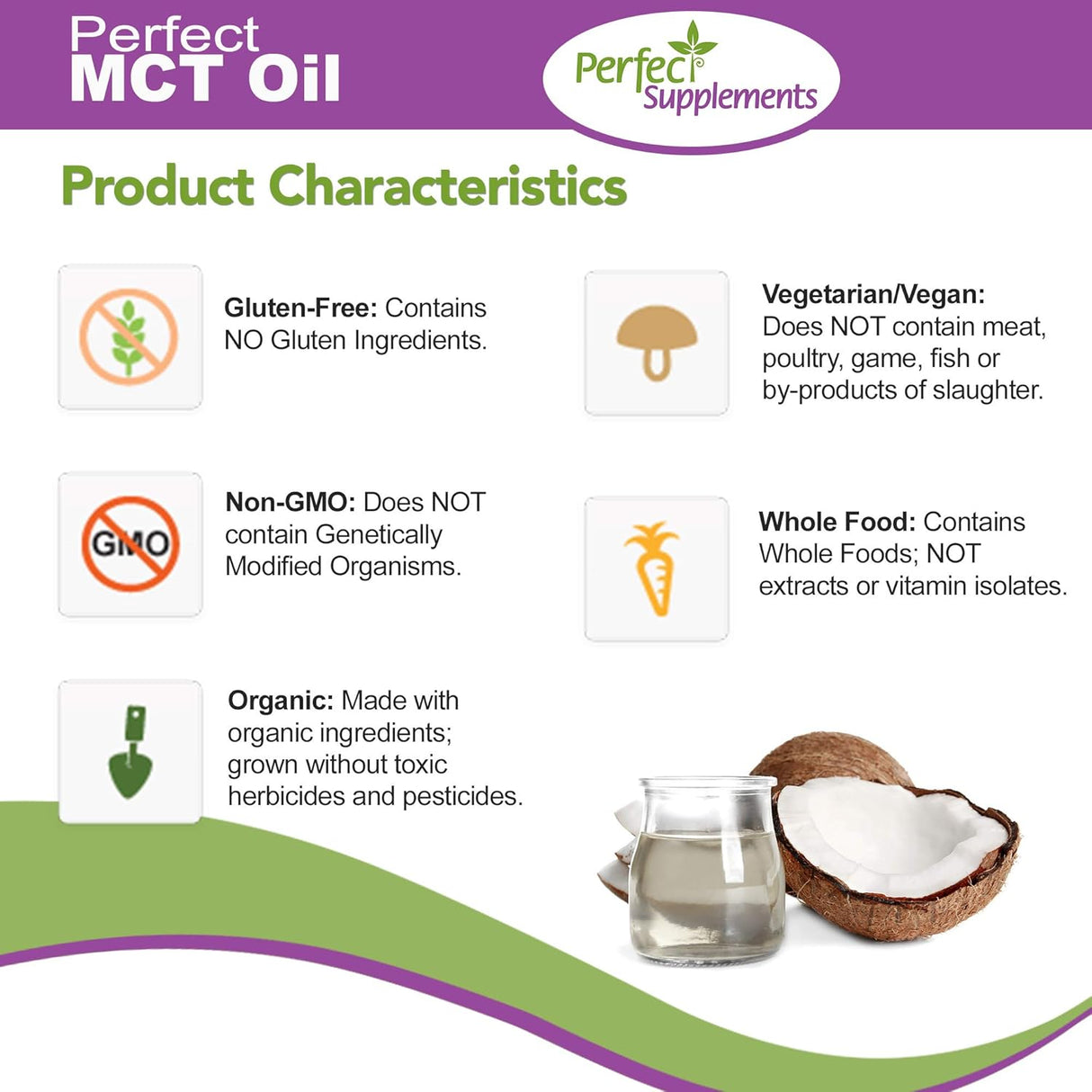 Suplemento MCT 100% aceite de coco orgánico sin OGM  30 oz