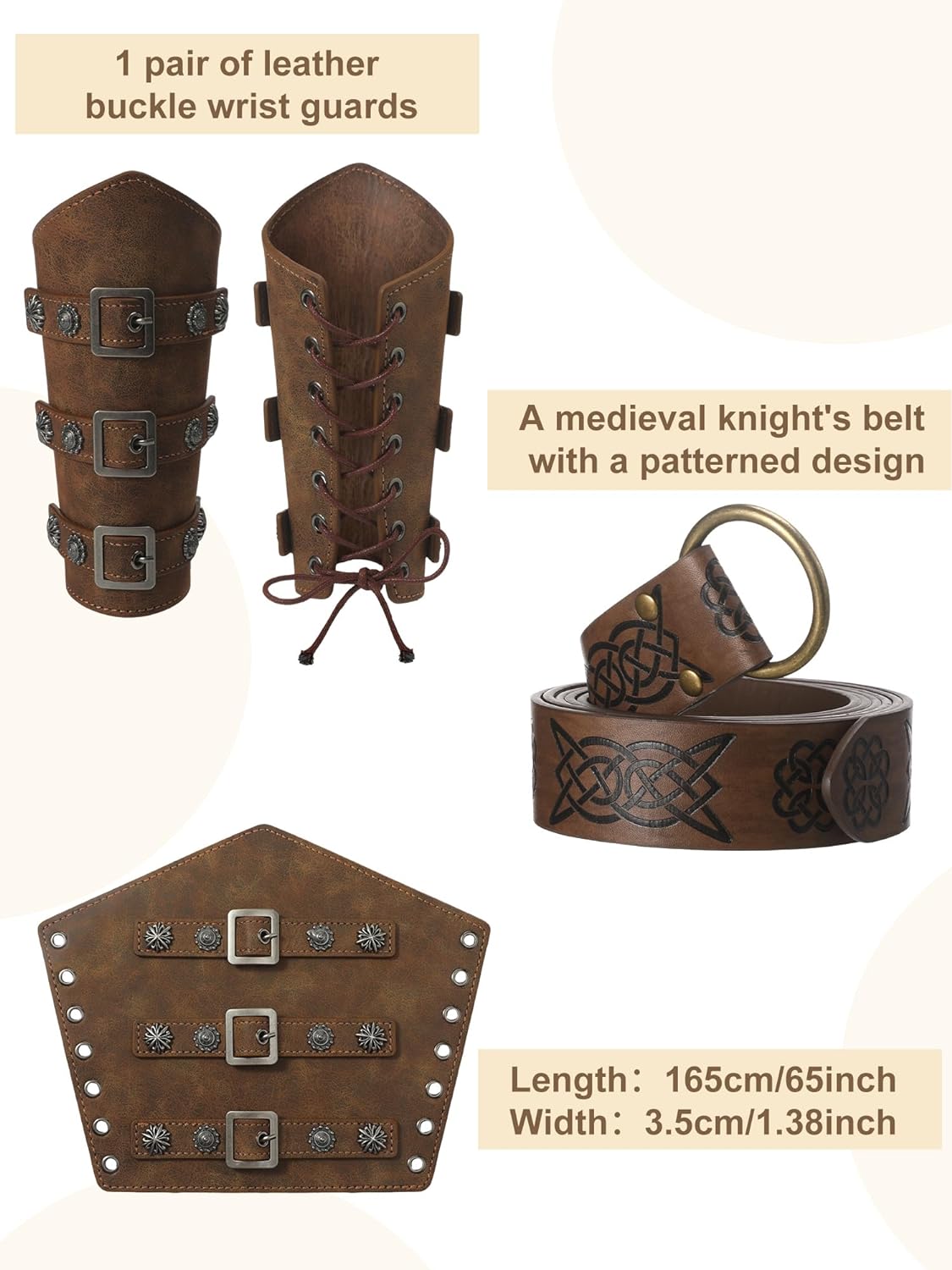 Set de Disfraz Medieval para Hombre Jiuguva, 4 Pcs, Vikingos