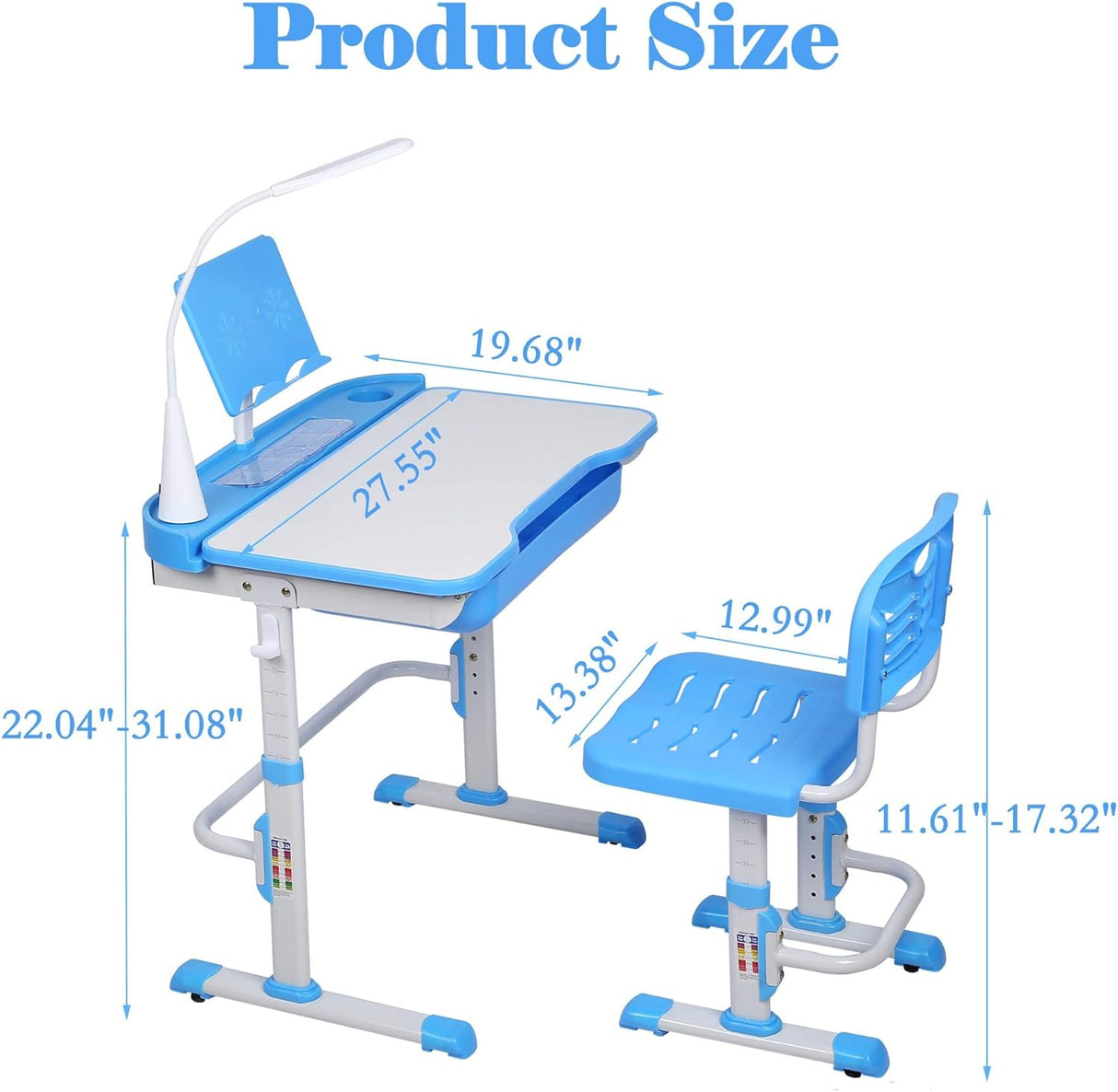 Set Escritorio y Silla Infantil Ajustable con Luz LED y Cajón