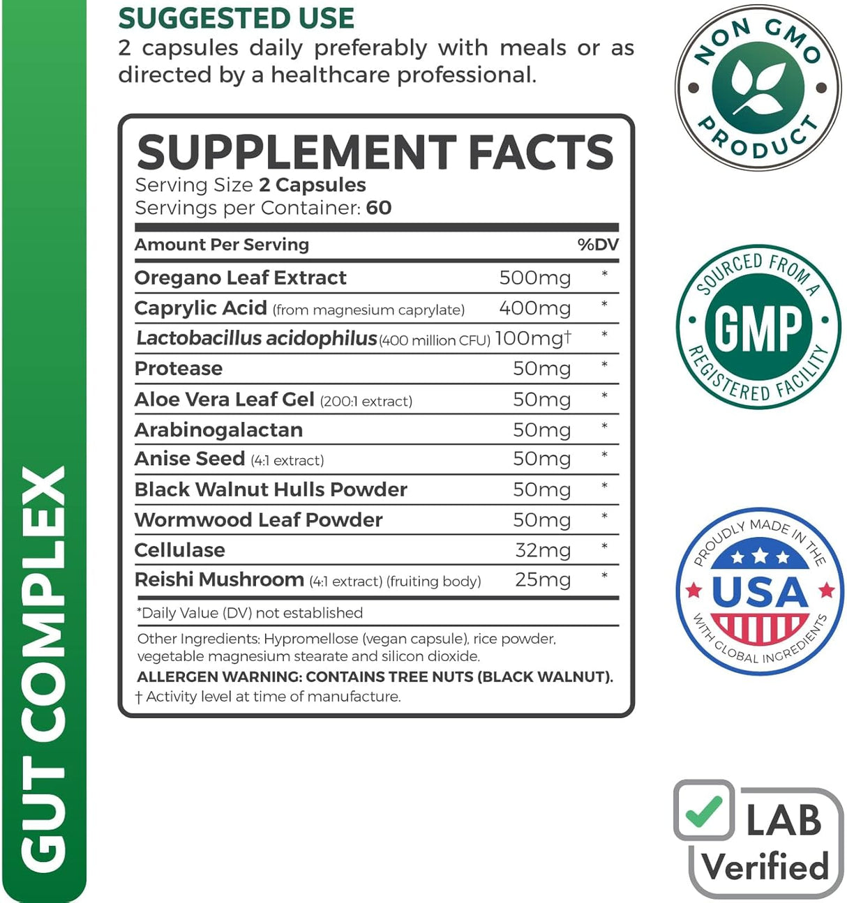 Suplementos Candida Support (120 cápsulas) – ácido caprílico