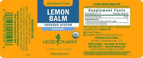 Suplemento Bálsamo de glicerina de limón Herb Pharm 1 Oz