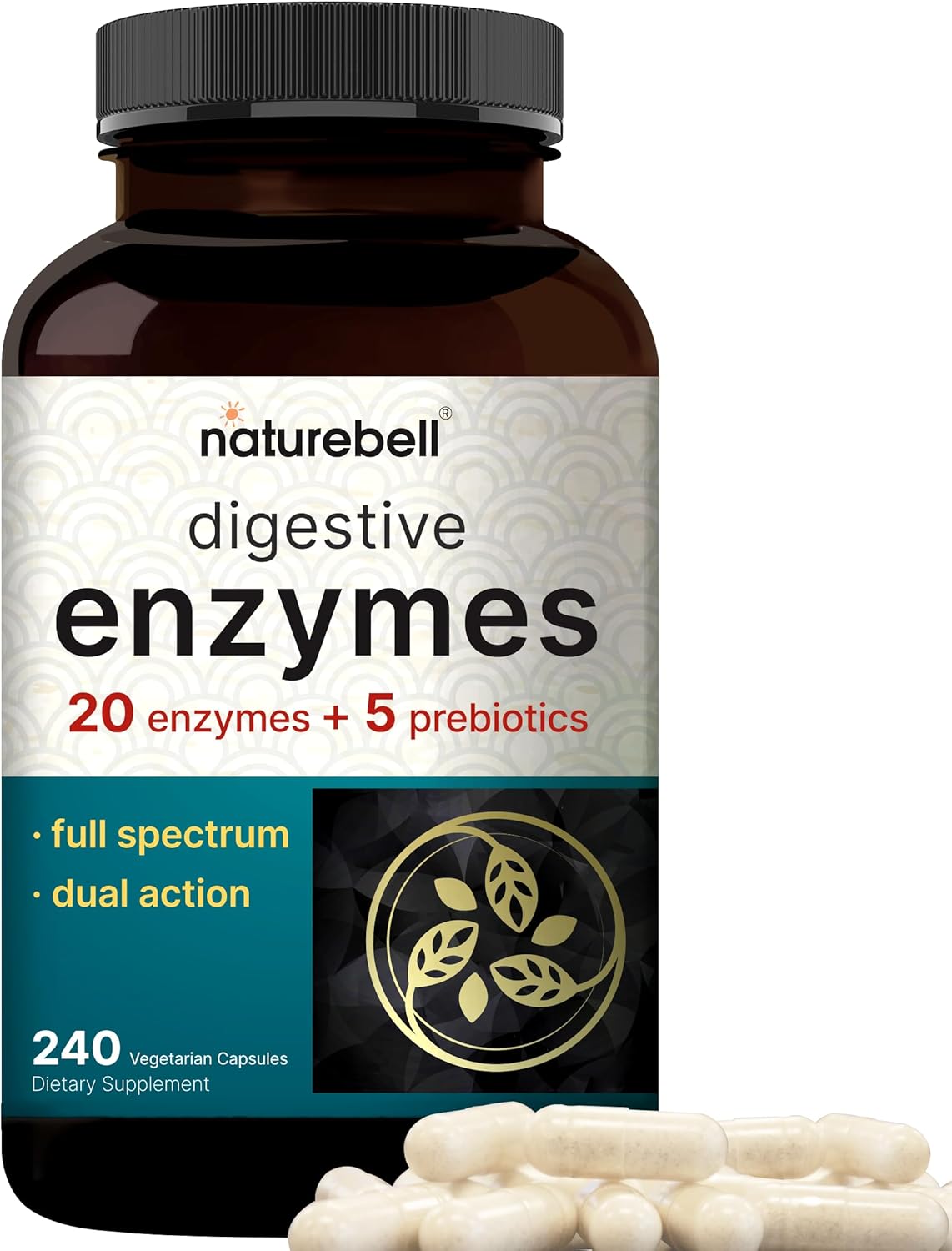 240 cápsulas vegetales 20 enzimas y 5 complejos prebióticos