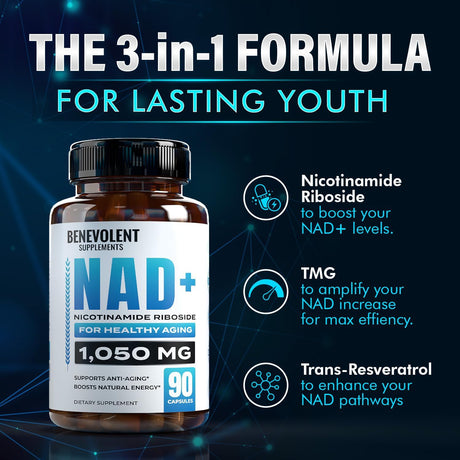 Suplemento NAD+ Benevolent 1050mg – Alta Absorción y Energía