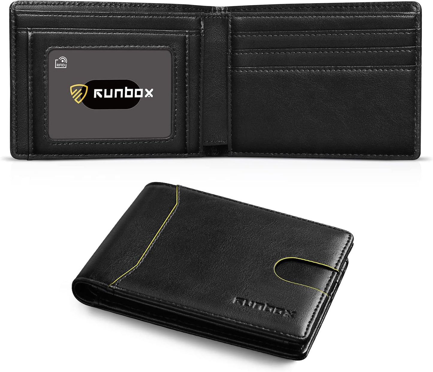 Billetera RUNBOX para hombres, delgada, RFID, 11 ranuras, modelo Slim