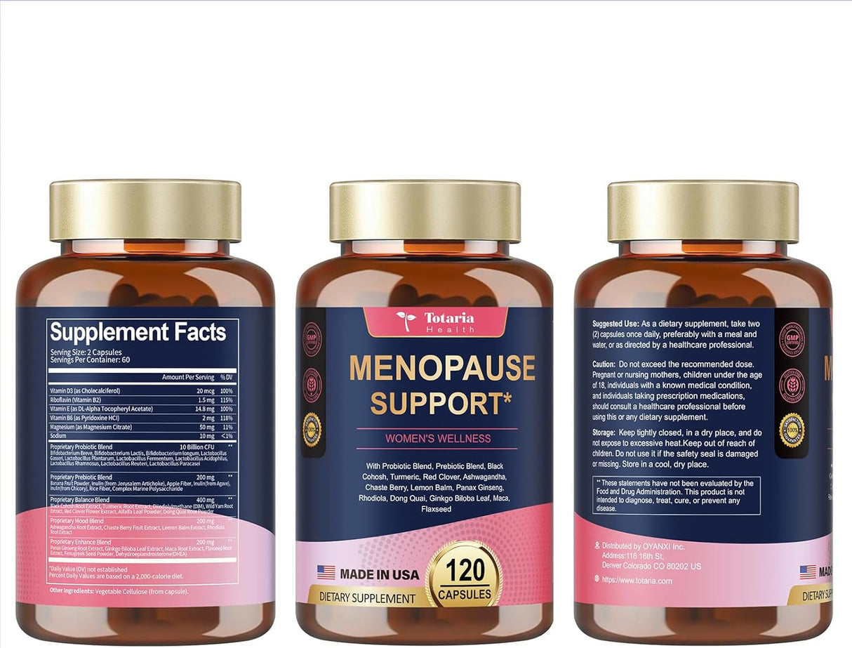 Suplemento menopausia 40-en-1, equilibrio hormonal, 120 cápsulas