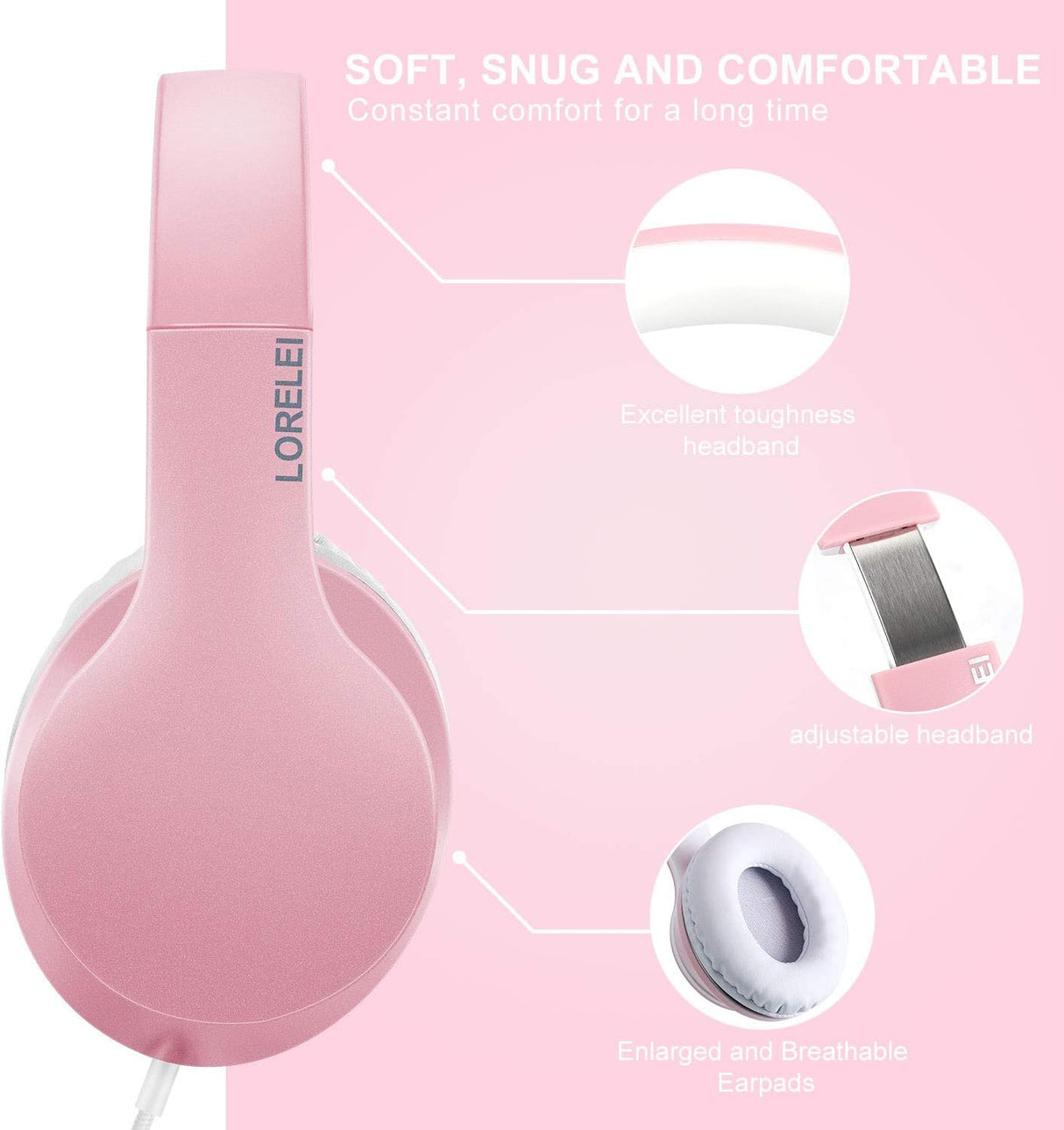 Auriculares LORELEI X6, sobre oído, ligeros y portátiles.