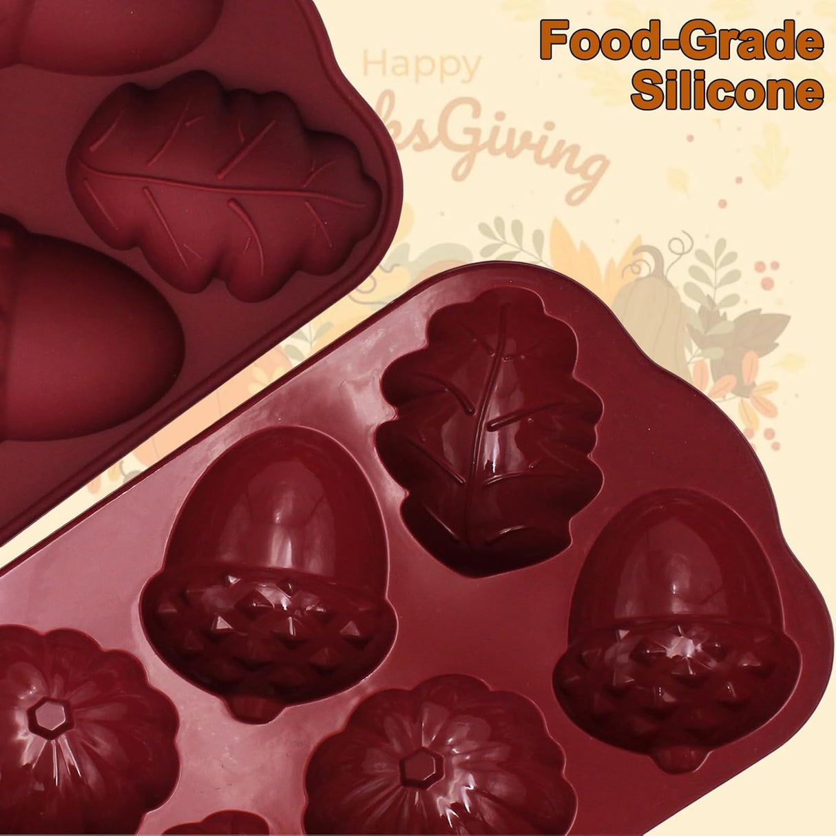 Moldes de Silicona para Chocolate y Jabón, 2PCS Otoño