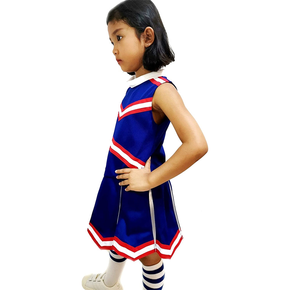 Disfraces de animadora para niñas talla XL azul con rojo