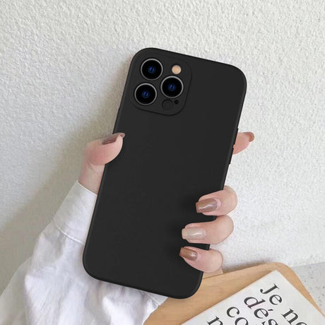 DEENAKIN Funda para iPhone 13 Pro Max con protector de pantalla, cubierta de goma de gel de silicona líquida suave y duradera para iPhone 13 Pro Max de 6.7 pulgadas, color negro