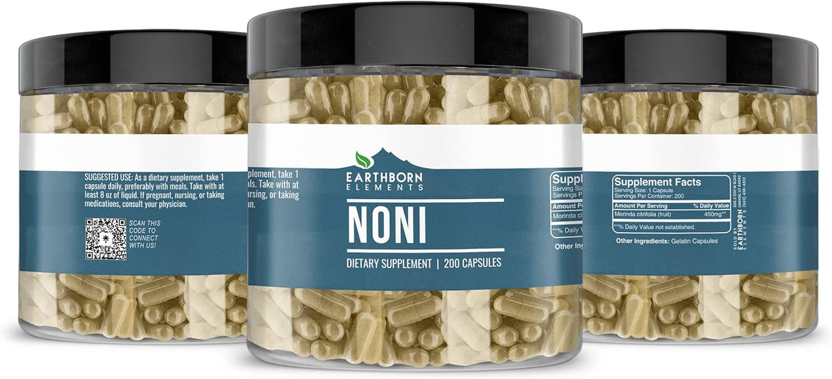 Suplemento Noni 200 cápsulas, puro y sin diluir sin aditivos