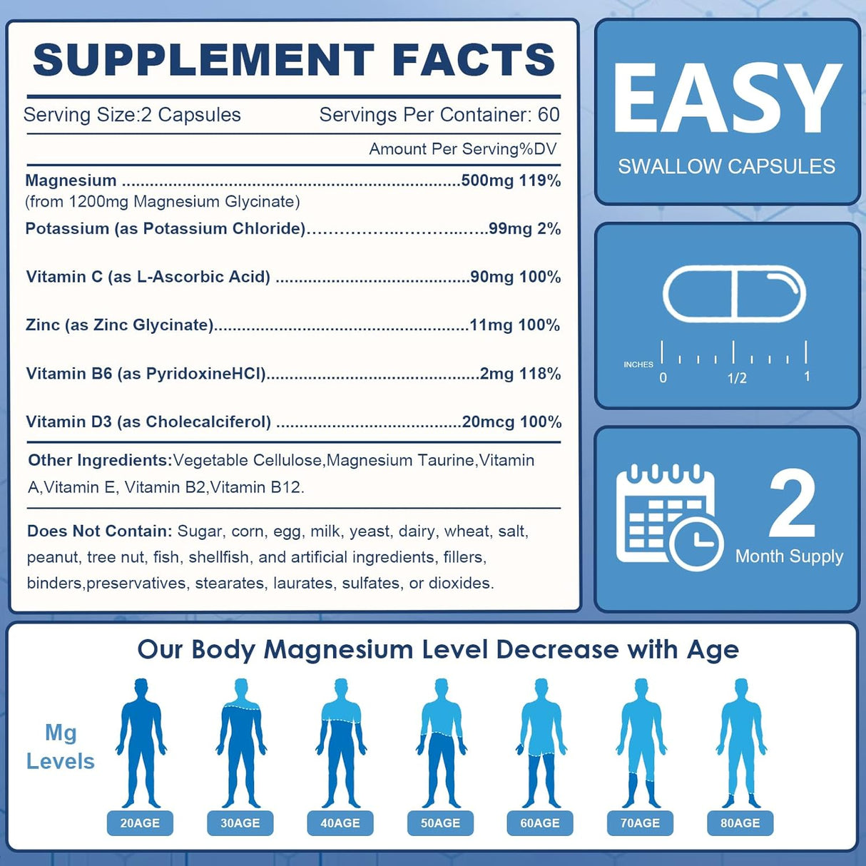 NATURE TARGET Magnesio Glicinato 500mg con Zinc y D3