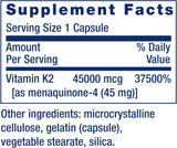 Mega Vitamin K2 Vida Extendida, 45 mg, Hueso Fuerte, 30 cápsulas