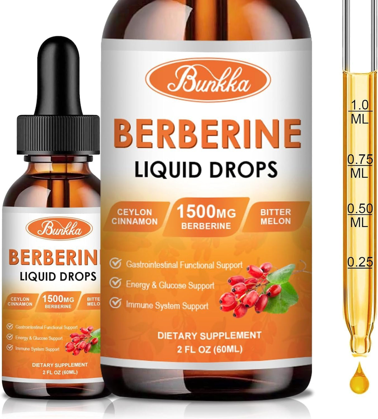 Suplemento de Berberina Líquido 1500mg con Canela y Melón Amargo