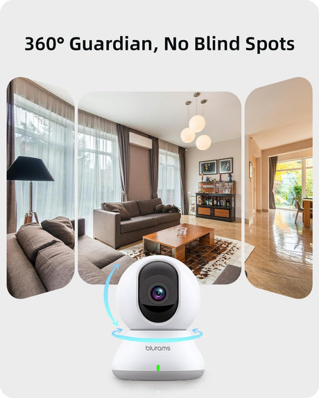 Cámara de Seguridad 2K Blurams, Monitor 360° con TF 64GB