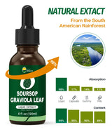 Extracto de Hoja de Soursop Graviola, Vegano, 4 Fl Oz
