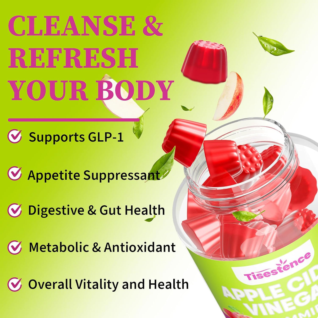 Suplemento para control de apetito, Apple Cider Vinegar, 60 gomitas