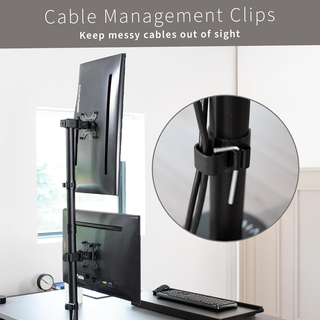 Soporte de Monitor Doble VIVO, Ajustable, STAND-V002T