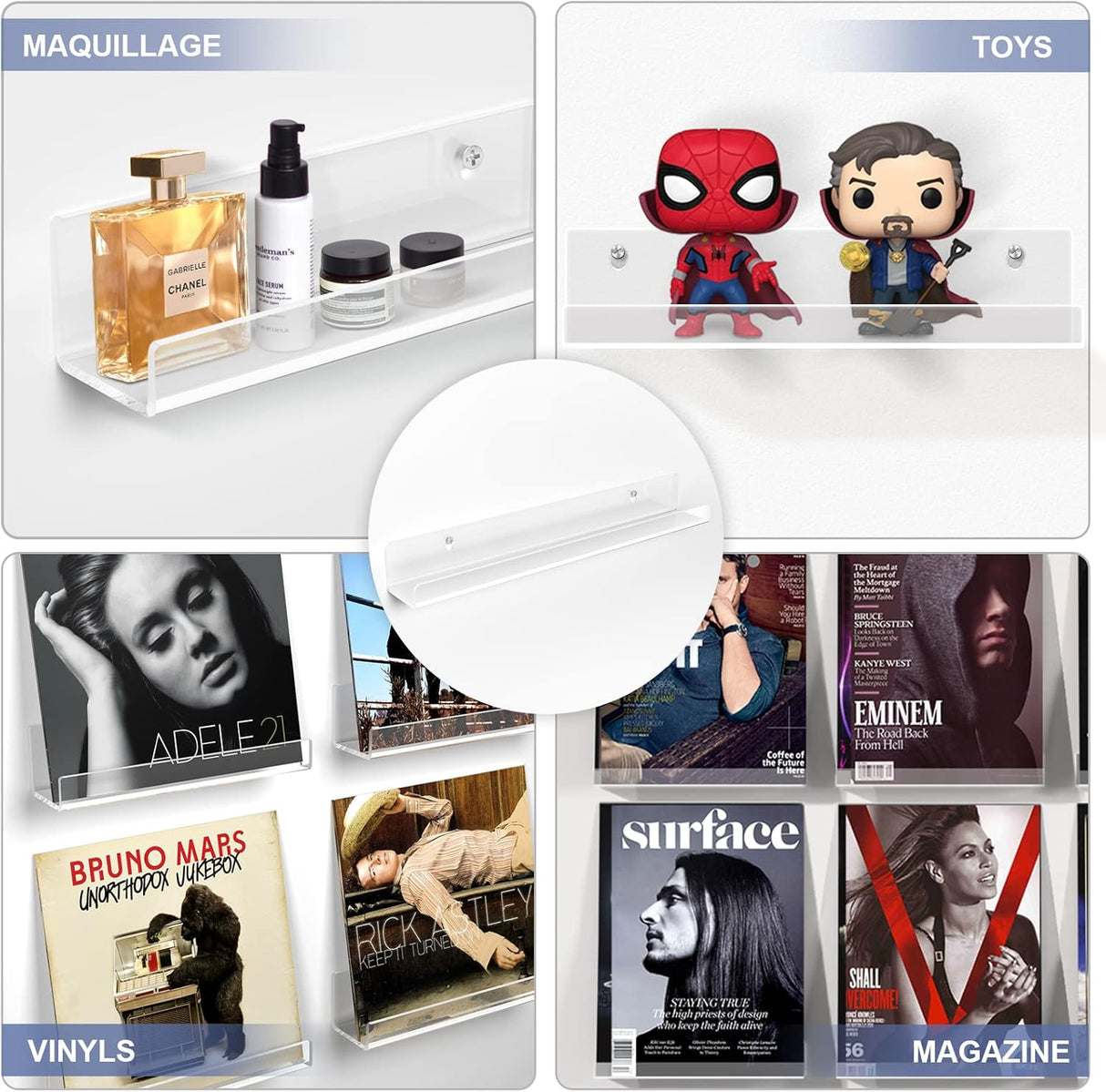 Estante de vinilo para discos de pared paquete de 6
