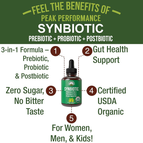 Synbiotic Orgánico para Gut y Microbioma, Vegan, Made in USA