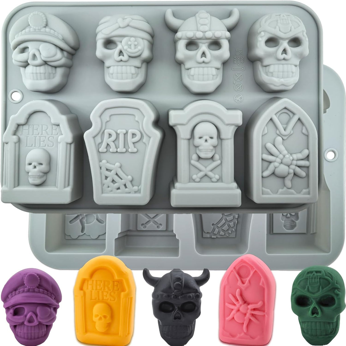 Moldes de Silicona Calavera, 16 Cavidades, 3D, Para Postres