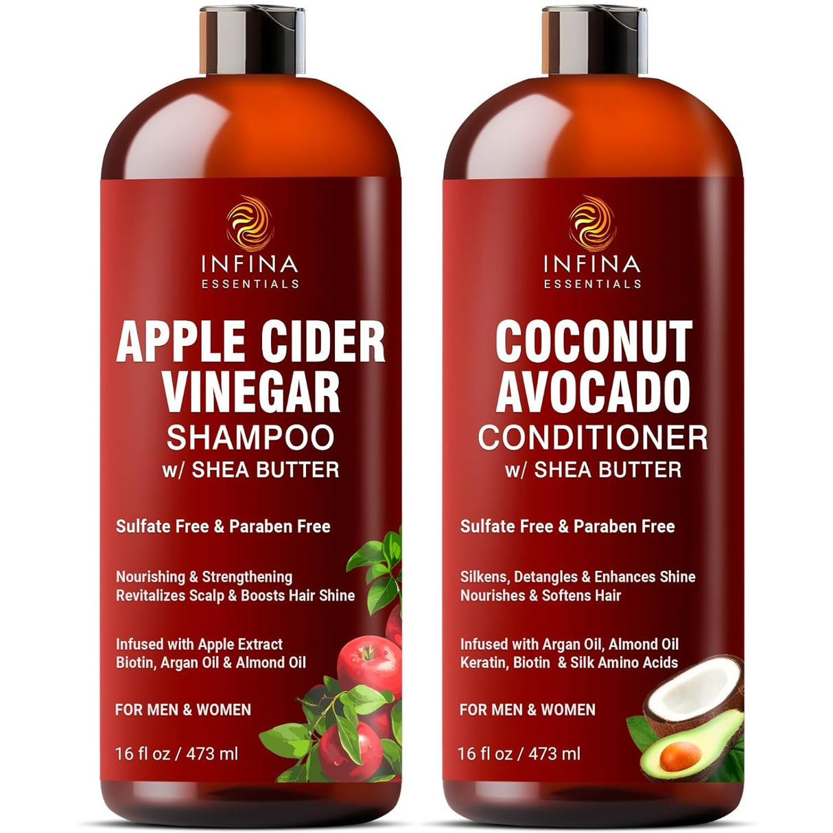 INFINA ESSENTIALS Juego de champú y acondicionador de vinagre