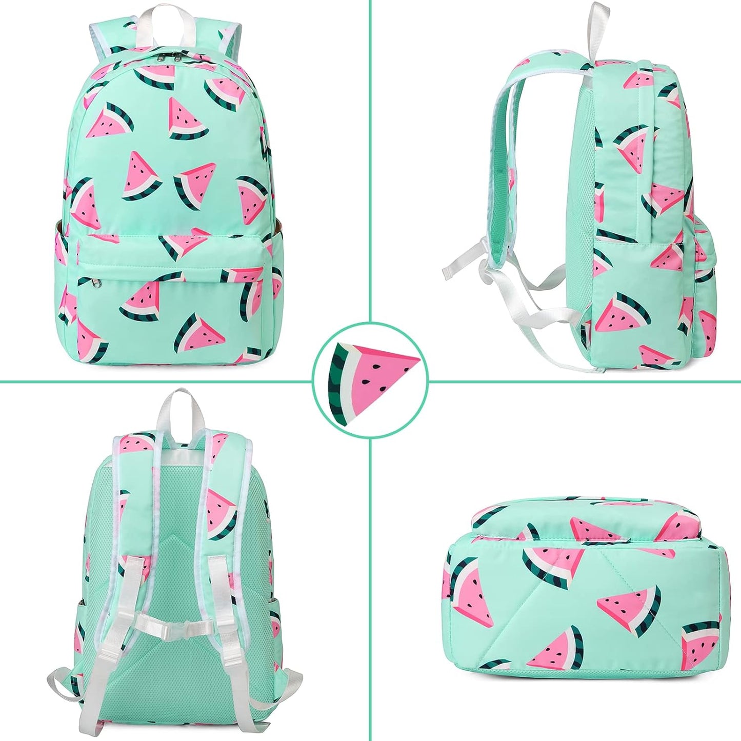 Morral o Mochila escolar para niñas diseño Verde sandía